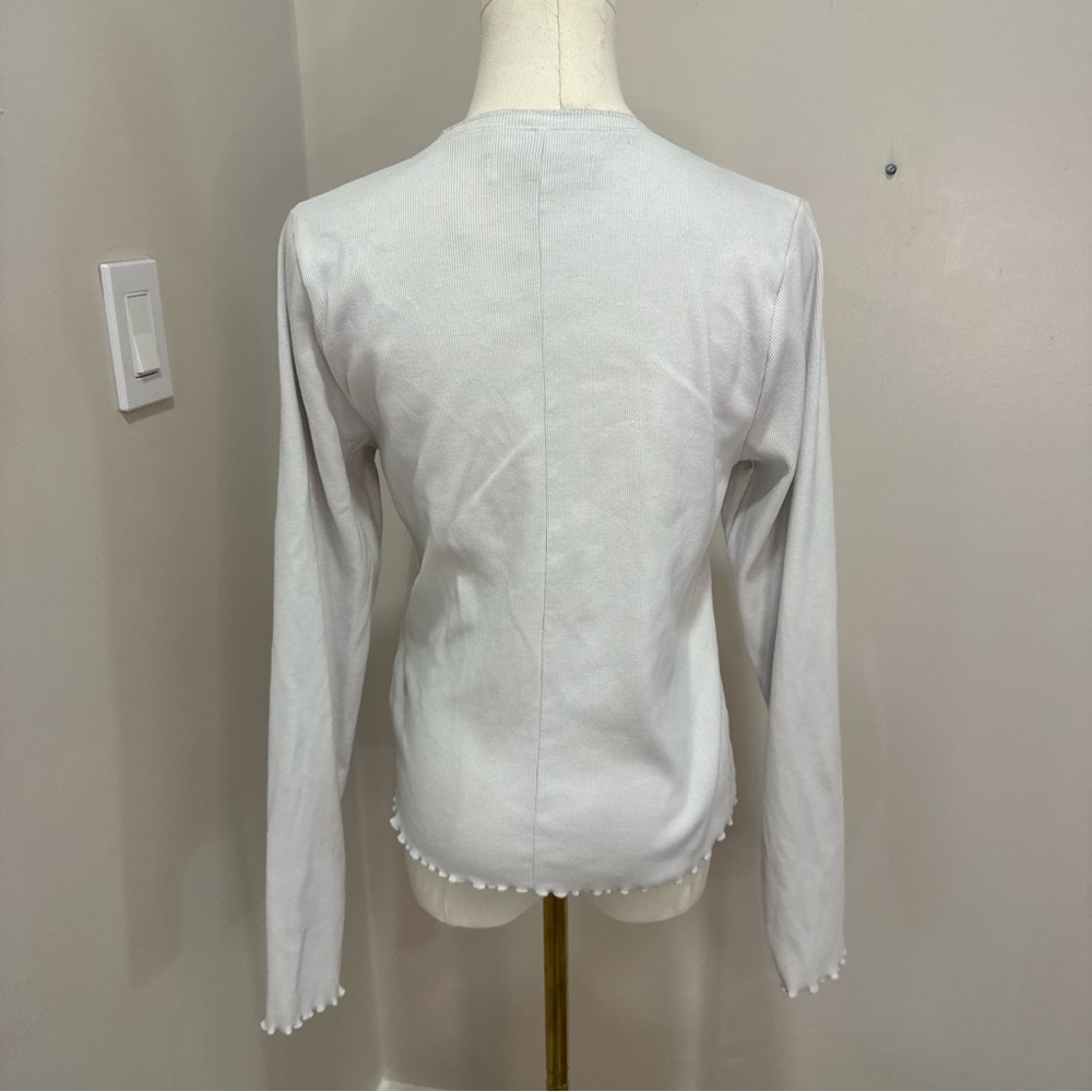 Abercrombie & Fitch White Ribbed Long Sleeve Top Large - Picture 3 of 8